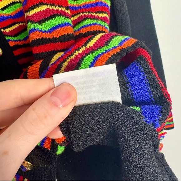 Steve Fabrikant Cardigan Sweater Knit Rainbow Coogi Fish Button Size Medium Wool - Picture 6 of 8